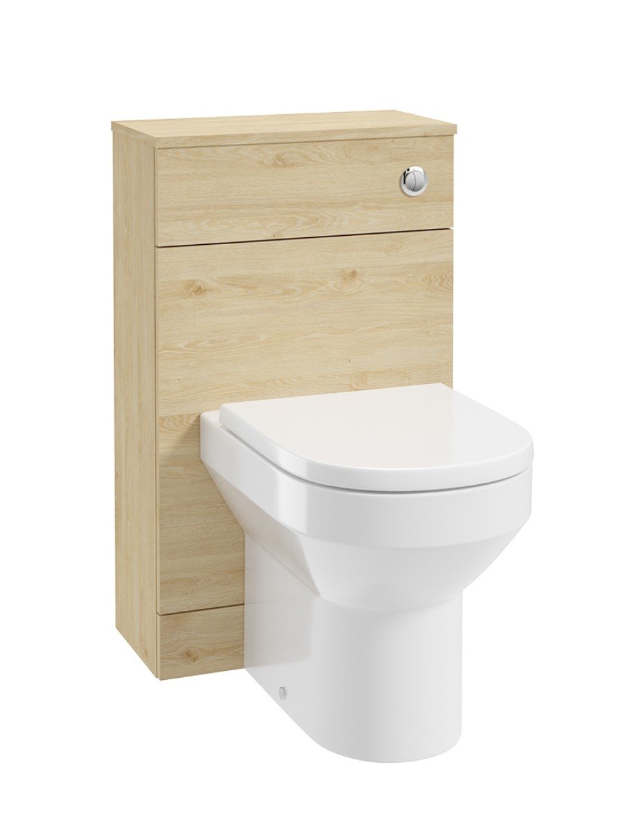 CORTA Back To Wall WC Unit Honey Oak-Chrome Button