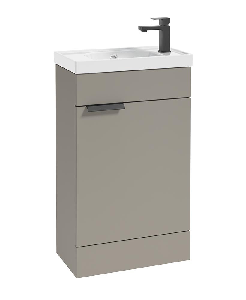 STOCKHOLM 50cm Floor Standing Cloakroom Unit Black Handle Matt Khaki