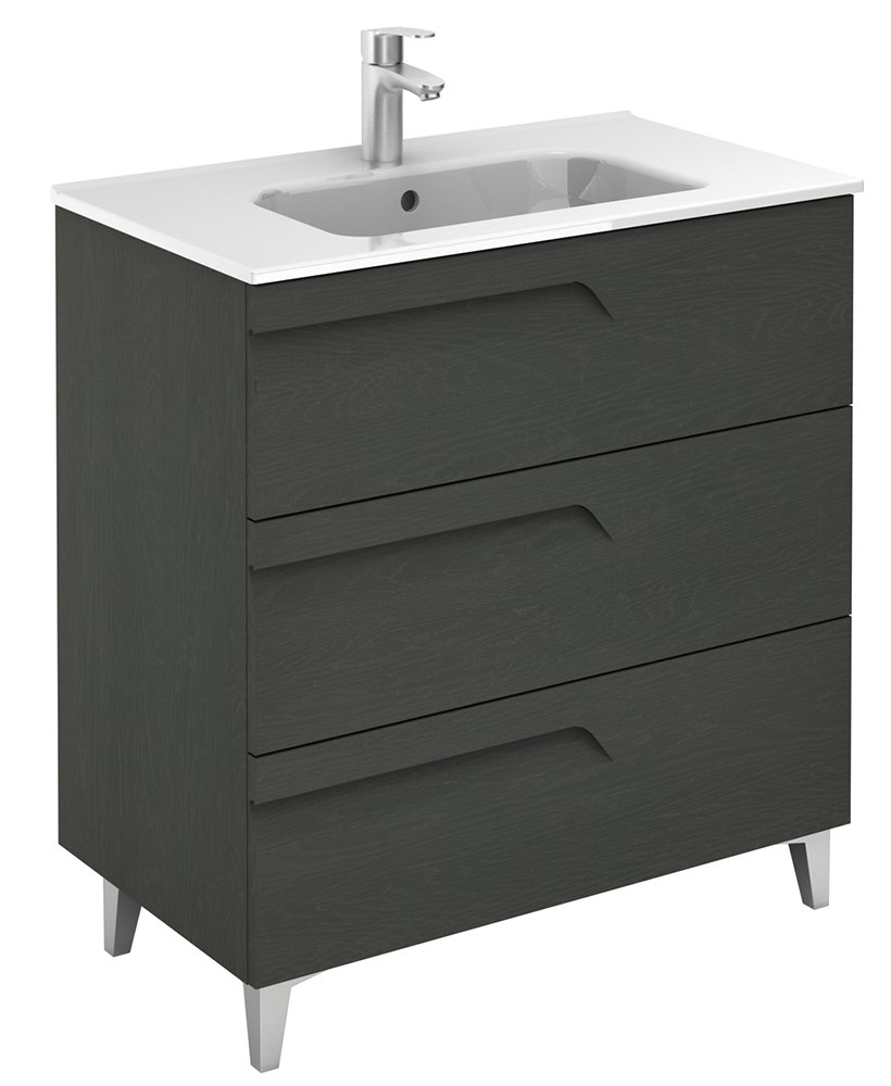 BRAVA NATURE GREY 3 DRAWER 80CM VANITY UNIT