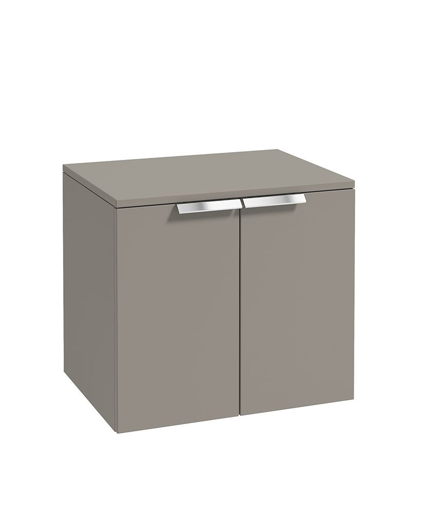 STOCKHOLM 60CM TWO DOOR COUNTERTOP WALL HUNG MATT KHAKI- CHROME HANDLES