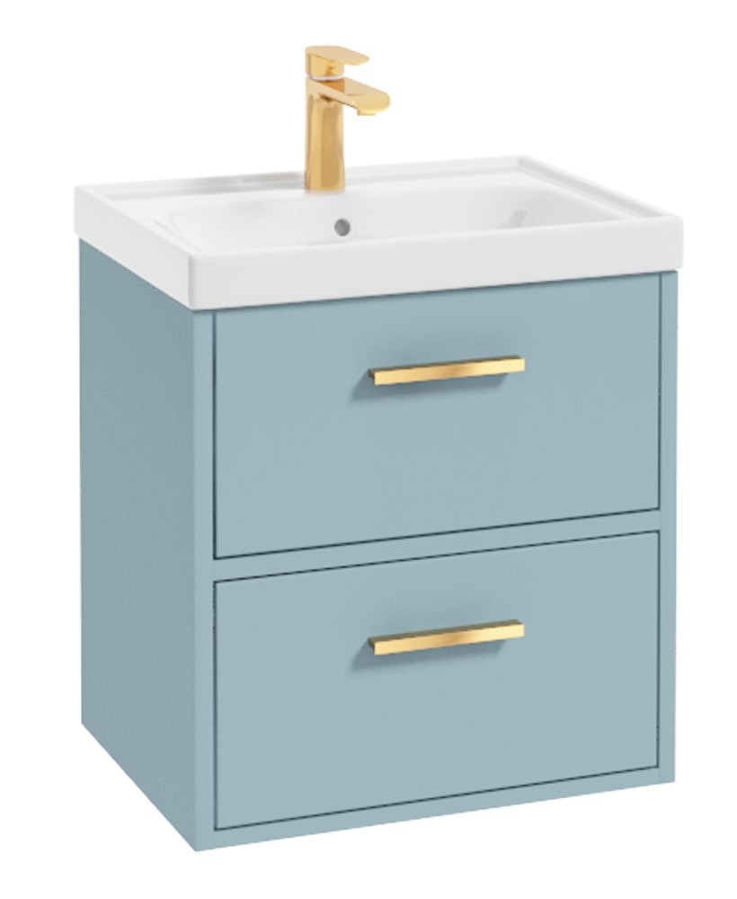 FINLAND 50cm Vanity unit Matt Morning Sky Blue-Brushed Gold Handle