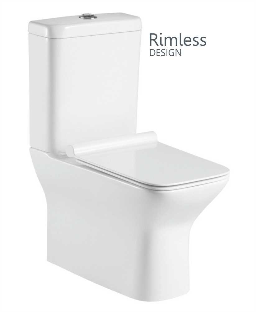CLAIRE FULLY SHROUDED RIMLESS WC - SLIM SOFT CLOSE SEAT