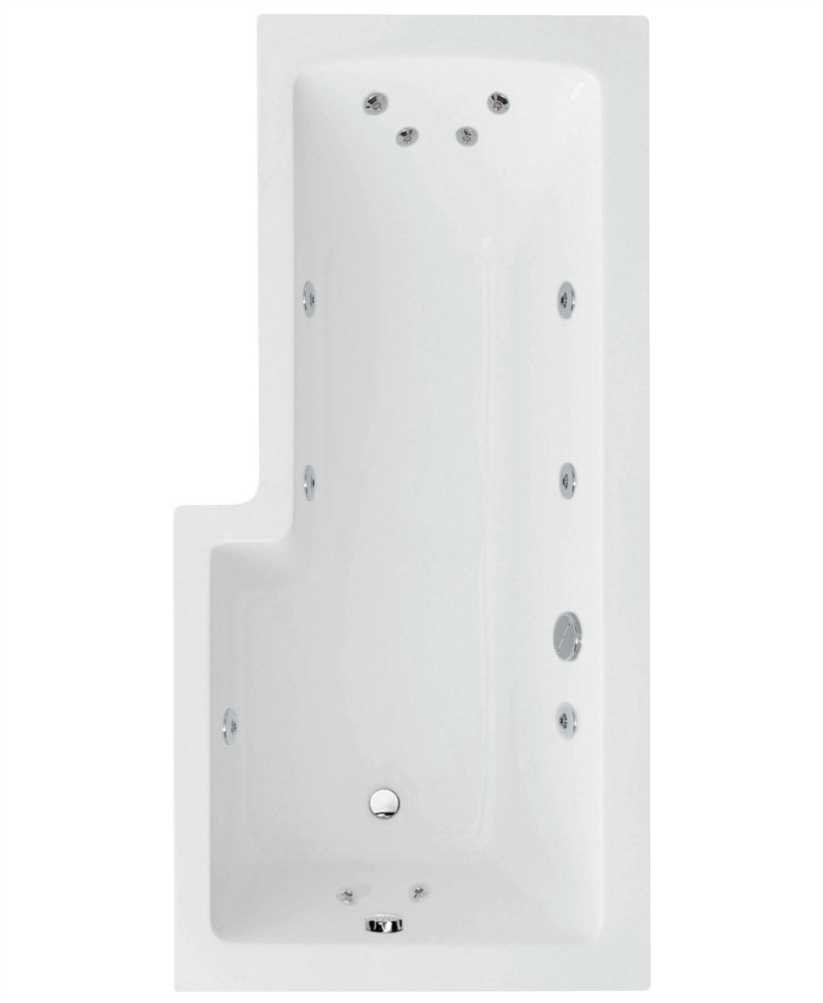 L SHAPE 1700X850MM RIGHT HAND SINGLE ENDED 12 WHITE JET WHIRLPOOL BATH & PANEL