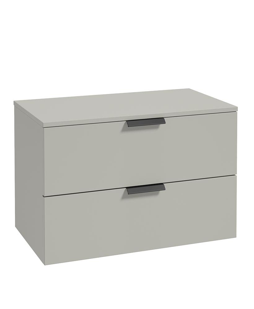 STOCKHOLM 80CM UNIT WITH COUNTER TOP BLACK HANDLE MATT ARCTIC GREY