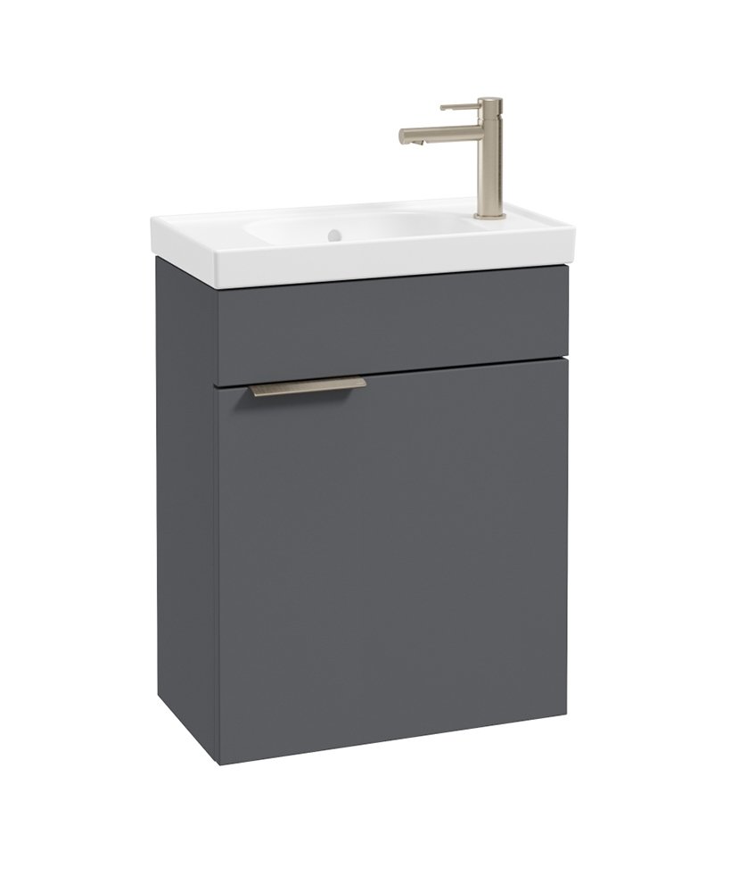 STOCKHOLM FLOORSTANDING 50CM CLOAKROOM VANITY UNIT MATT MIDNIGHT GREY - BRUSHED NICKEL HANDLE