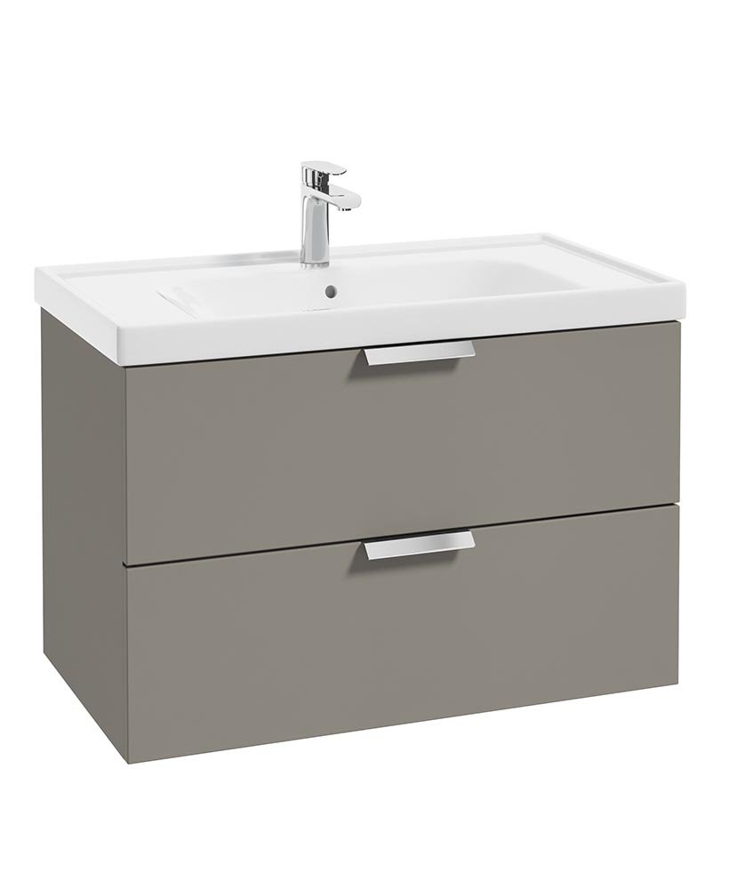 STOCKHOLM KHAKI MATT 80CM WALL HUNG VANITY UNIT - BRUSHED CHROME HANDLE