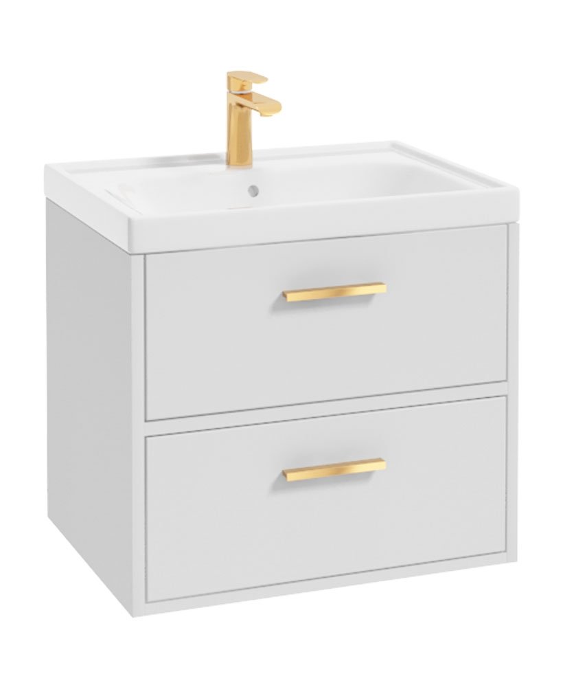 FINLAND 60cm Vanity unit Matt White-Gold Handles