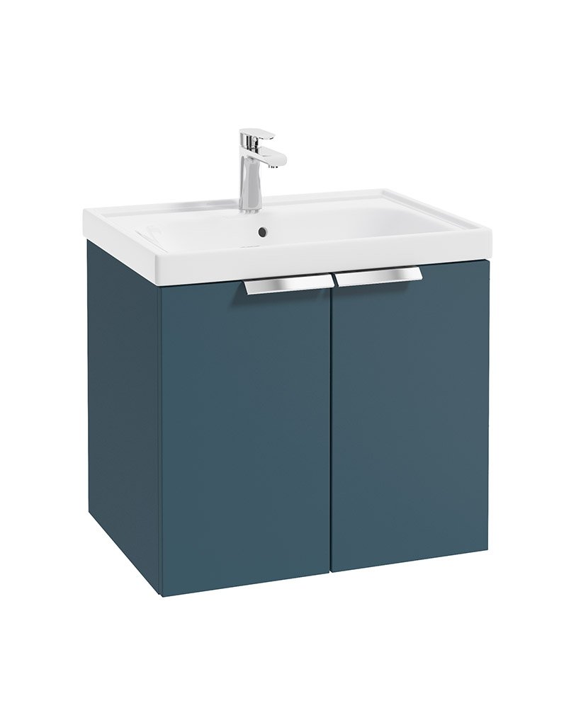 STOCKHOLM 60CM TWO DOOR WALL HUNG MATT OCEAN BLUE- CHROME HANDLES