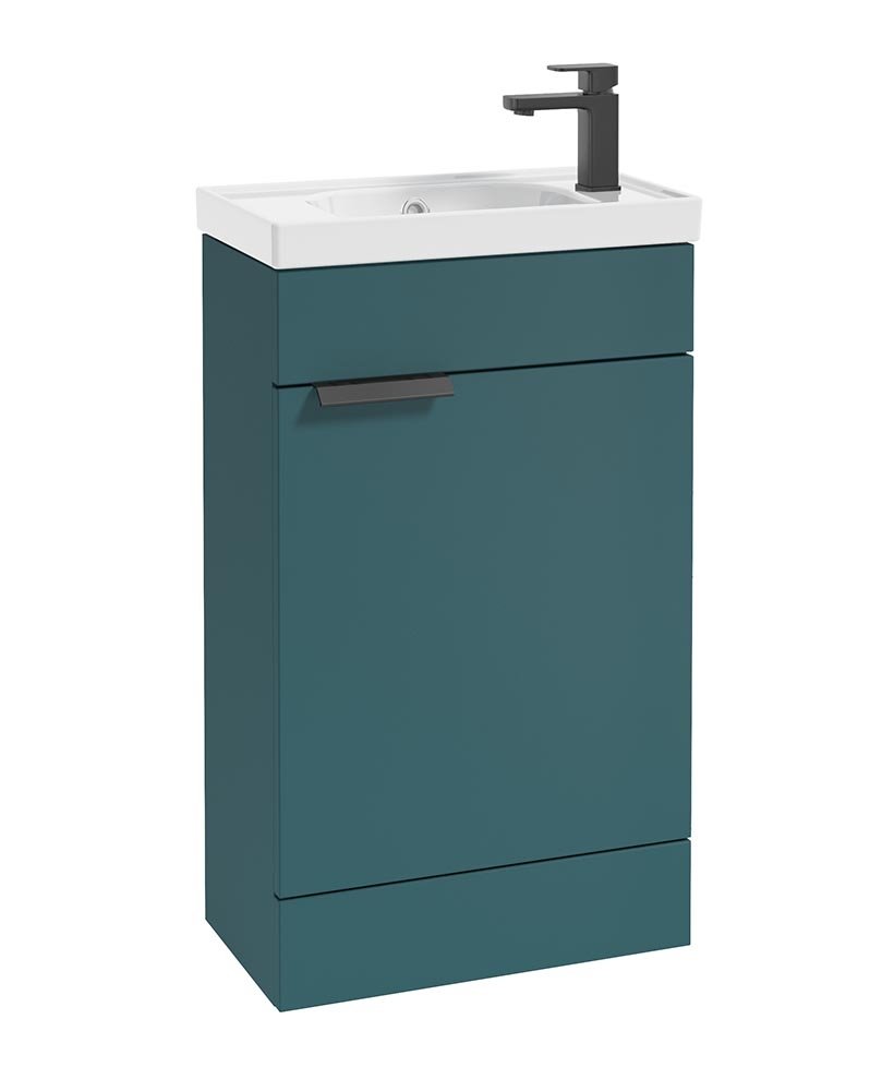 STOCKHOLM 50cm Floor Standing Cloakroom Unit Black Handle Matt Ocean Blue