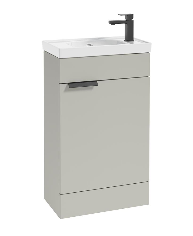 STOCKHOLM 50cm Floor Standing Cloakroom Unit Black Handle Matt Arctic Grey