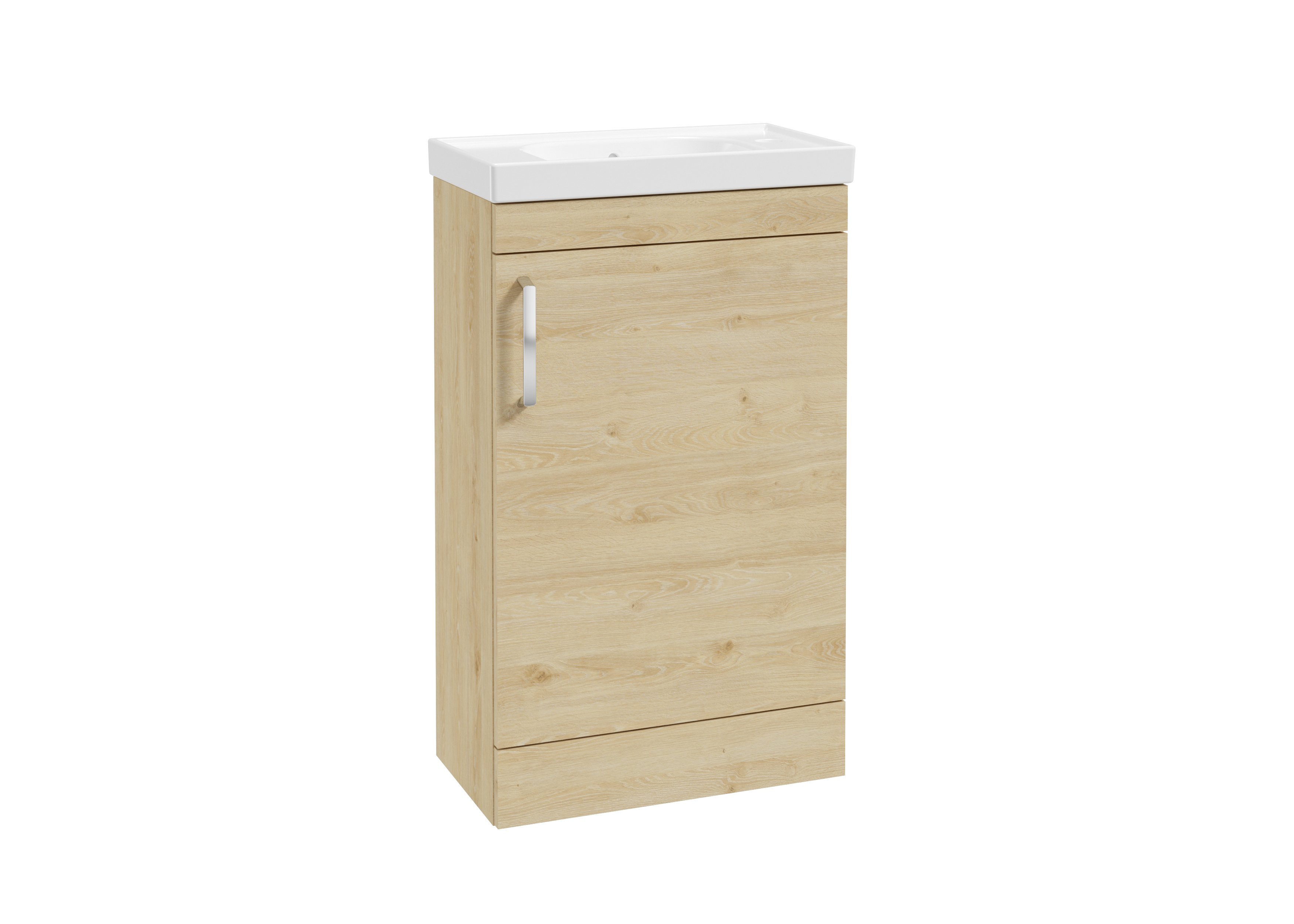 CORTA Floorstanding 50cm Single Door Compact Unit Honey Oak-Chrome Han