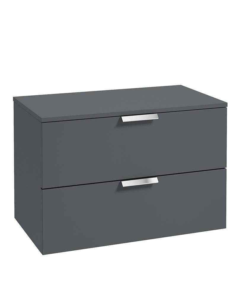STOCKHOLM 80CM UNIT WITH COUNTER TOP CHROME HANDLE MATT MIDNIGHT GREY