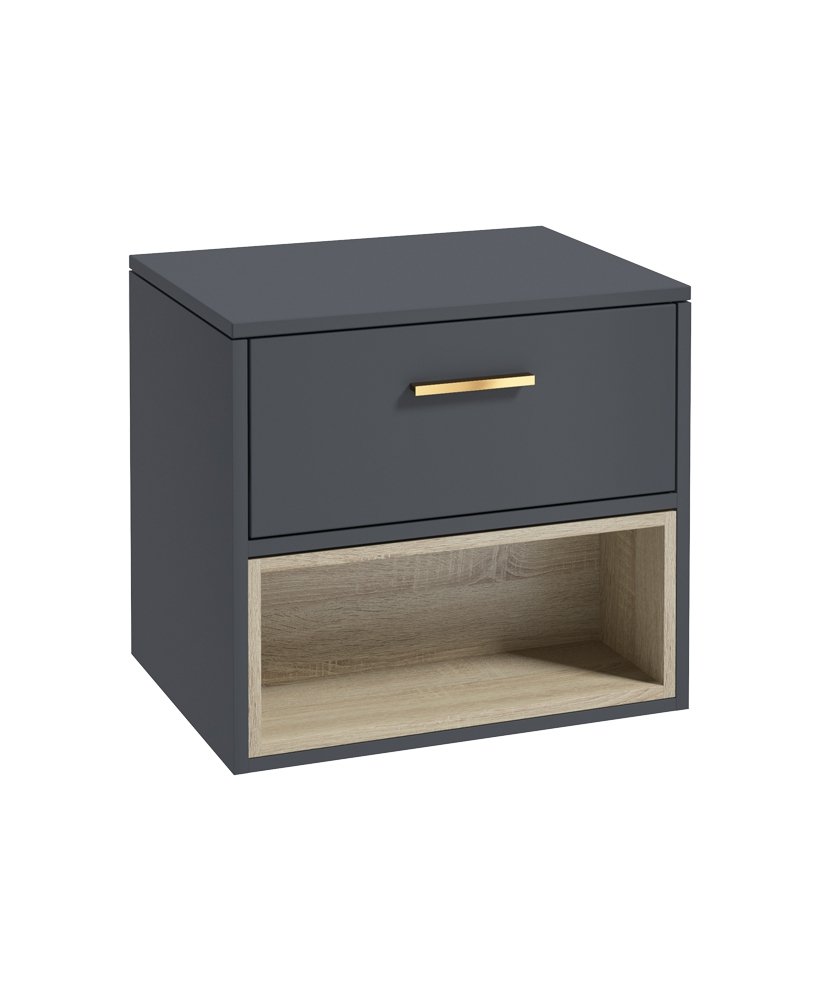 MALMO 60CM COUNTERTOP BASIN NIGHT SKY BLUE MATT - BRUSHED GOLD HANDLE