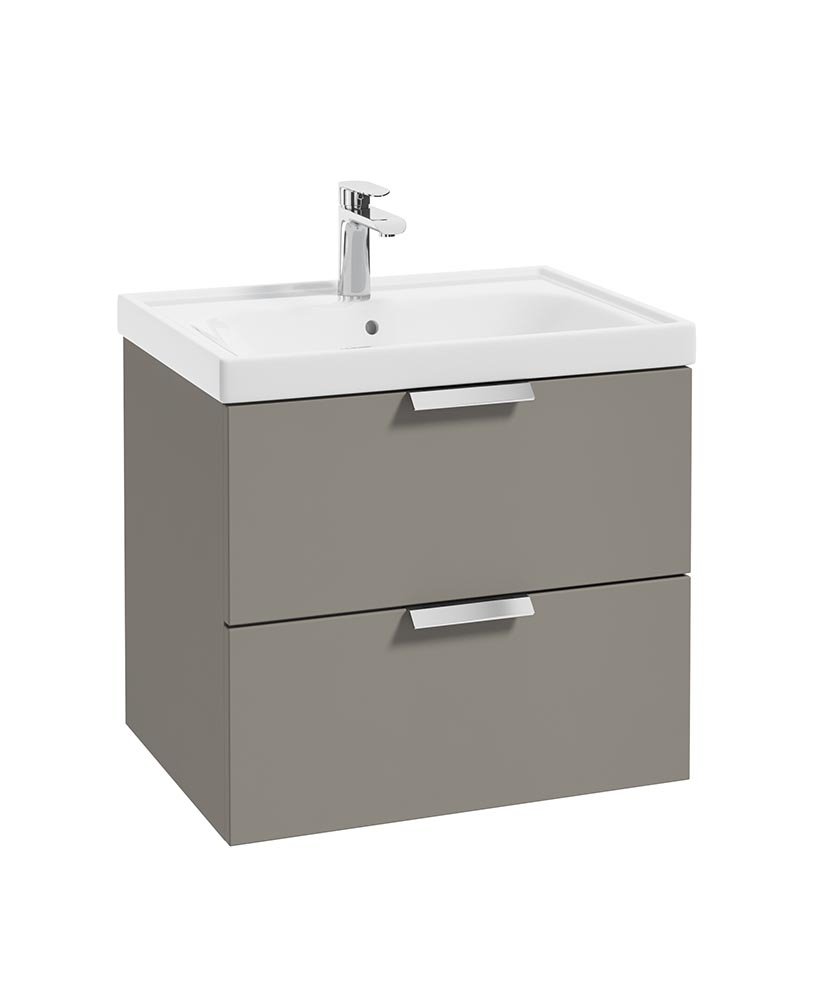 STOCKHOLM KHAKI MATT 60CM WALL HUNG VANITY UNIT - BRUSHED CHROME HANDLE