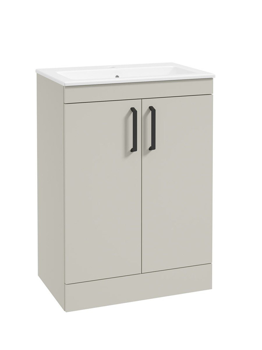 CORTA Floorstanding 60cm Two Door Unit Whispering Willow-Black Handles