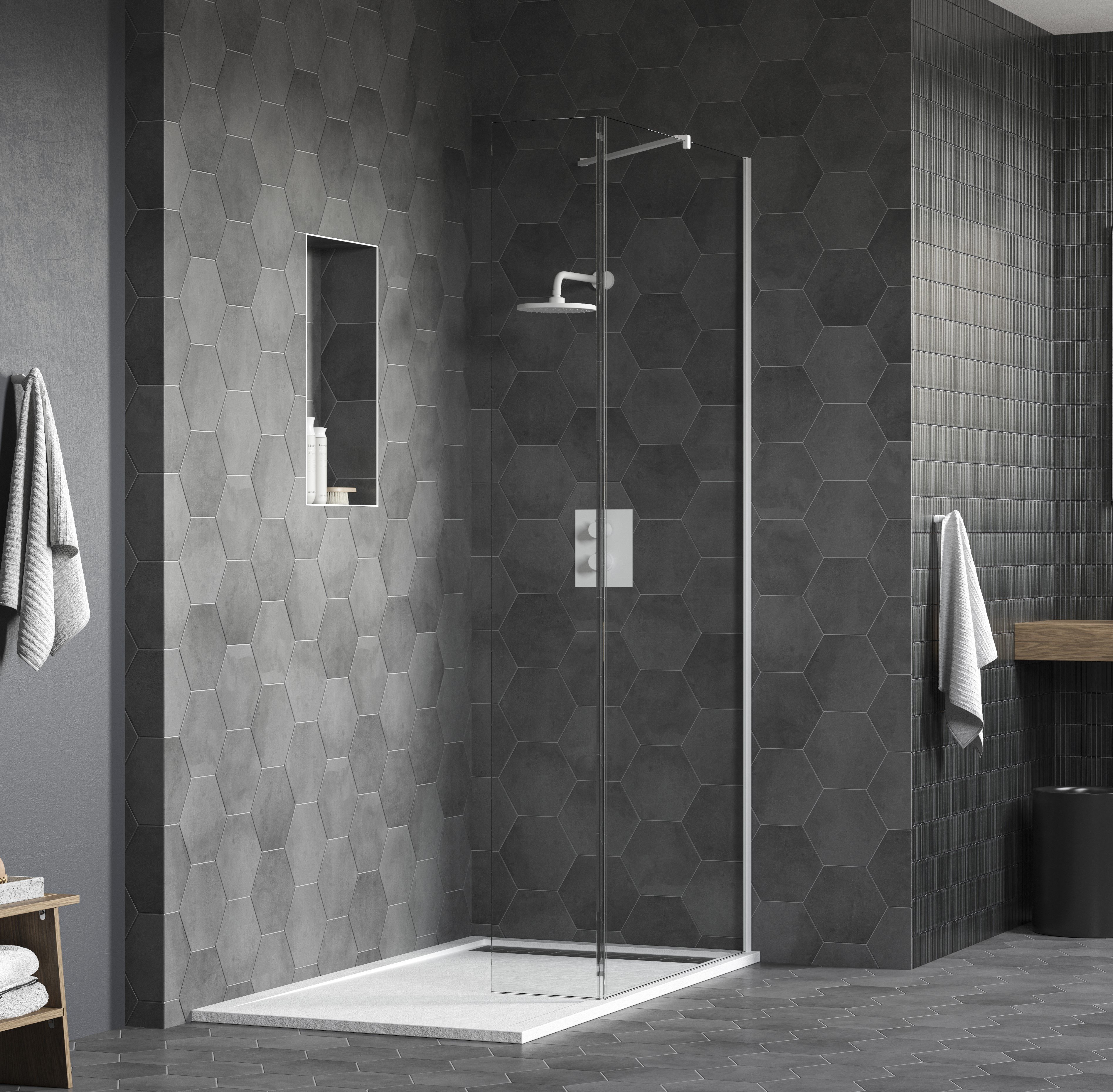 FLAIR AYO 8MM MODULAR WETROOM  1000MM WHITE COMPLETE