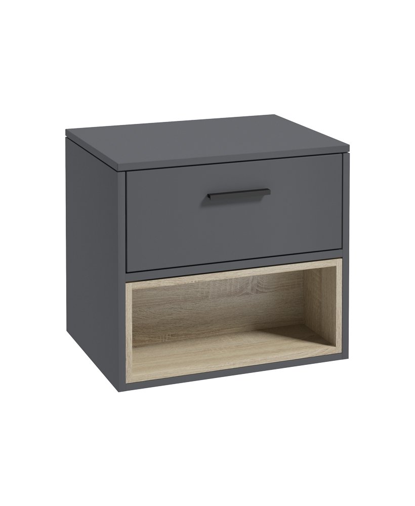 MALMO 60CM COUNTERTOP BASIN MIDNIGHT GREY - MATT BLACK HANDLE