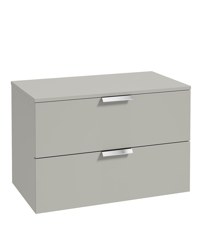 STOCKHOLM 80CM UNIT WITH COUNTER TOP CHROME HANDLE MATT ARCTIC GREY