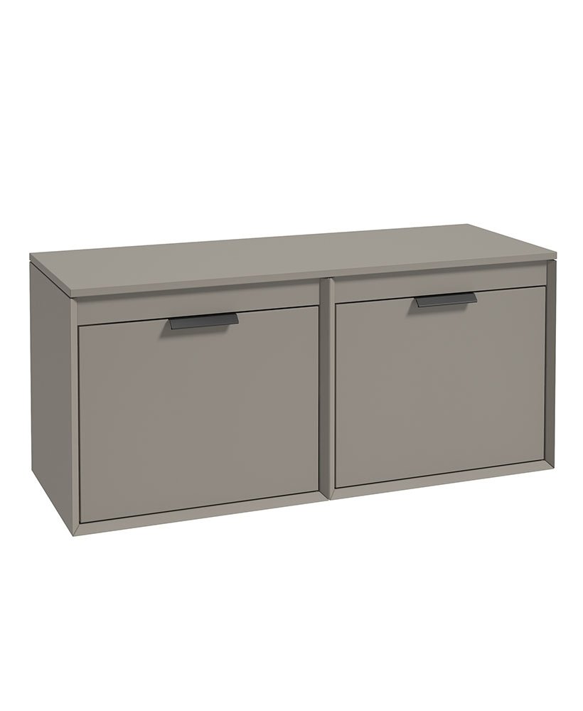 FJORD 120CM FOUR DRAWER KHAKI MATT  COUNTERTOP VANITY UNIT - MATT BLACK HANDLES