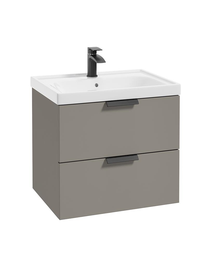 STOCKHOLM KHAKI MATT 60CM WALL HUNG VANITY UNIT - MATT BLACK HANDLE