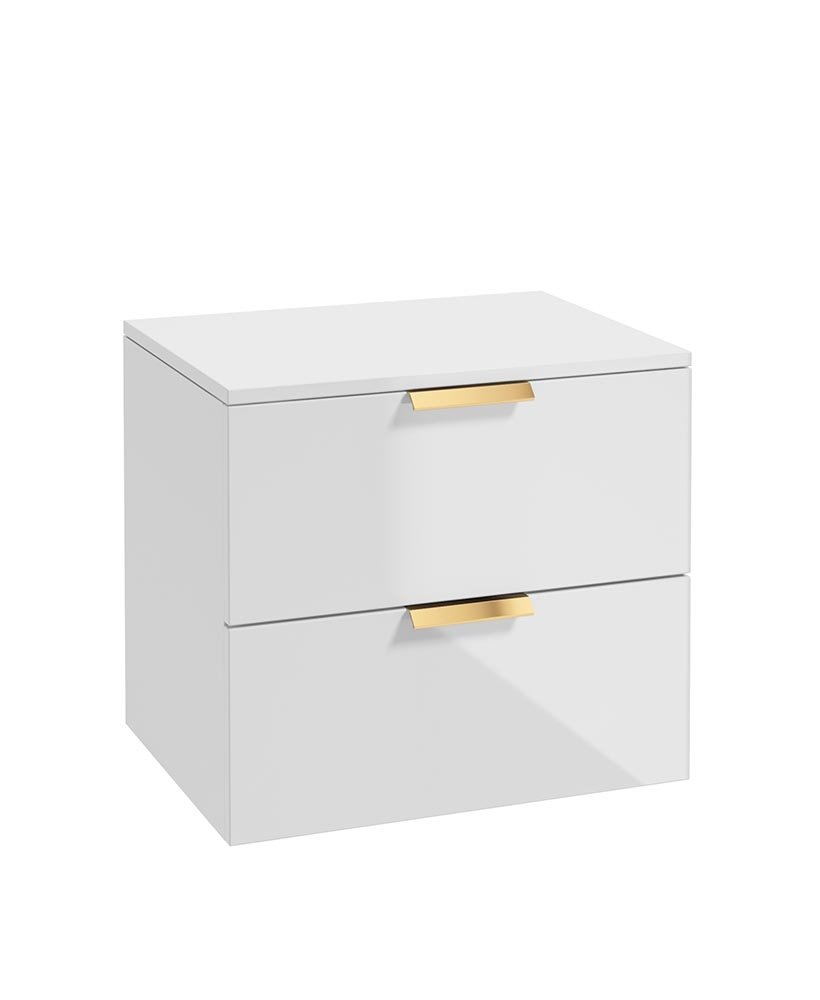 STOCKHOLM 60CM UNIT WITH COUNTER TOP GOLD HANDLE GLOSS WHITE