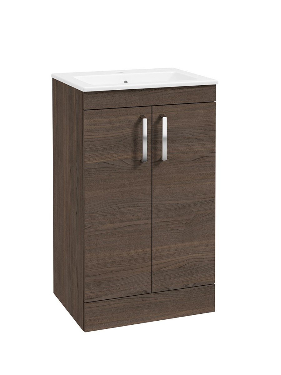 CORTA Floorstanding 50cm Two Door Unit Sable Ash-Chrome Handles