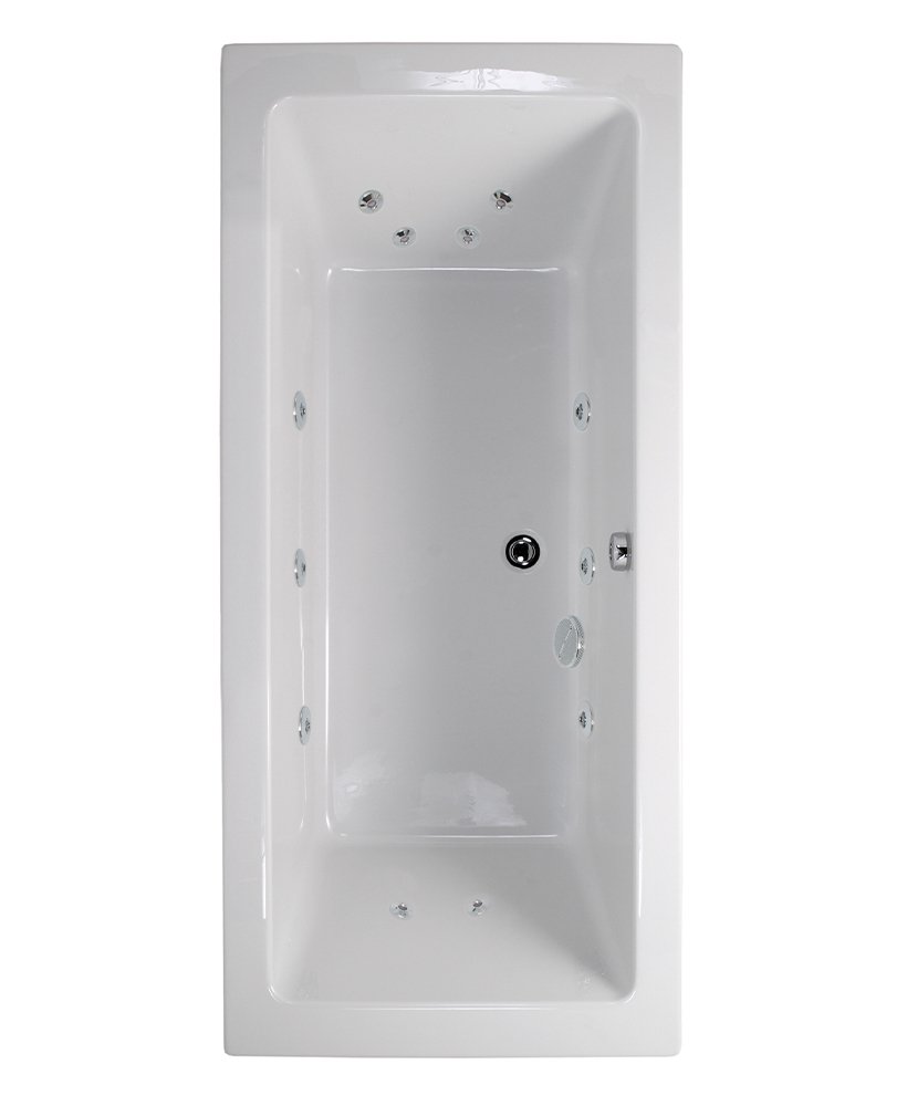 PACIFIC 1900X800MM DOUBLE ENDED 12 WHITE JET WHIRLPOOL BATH