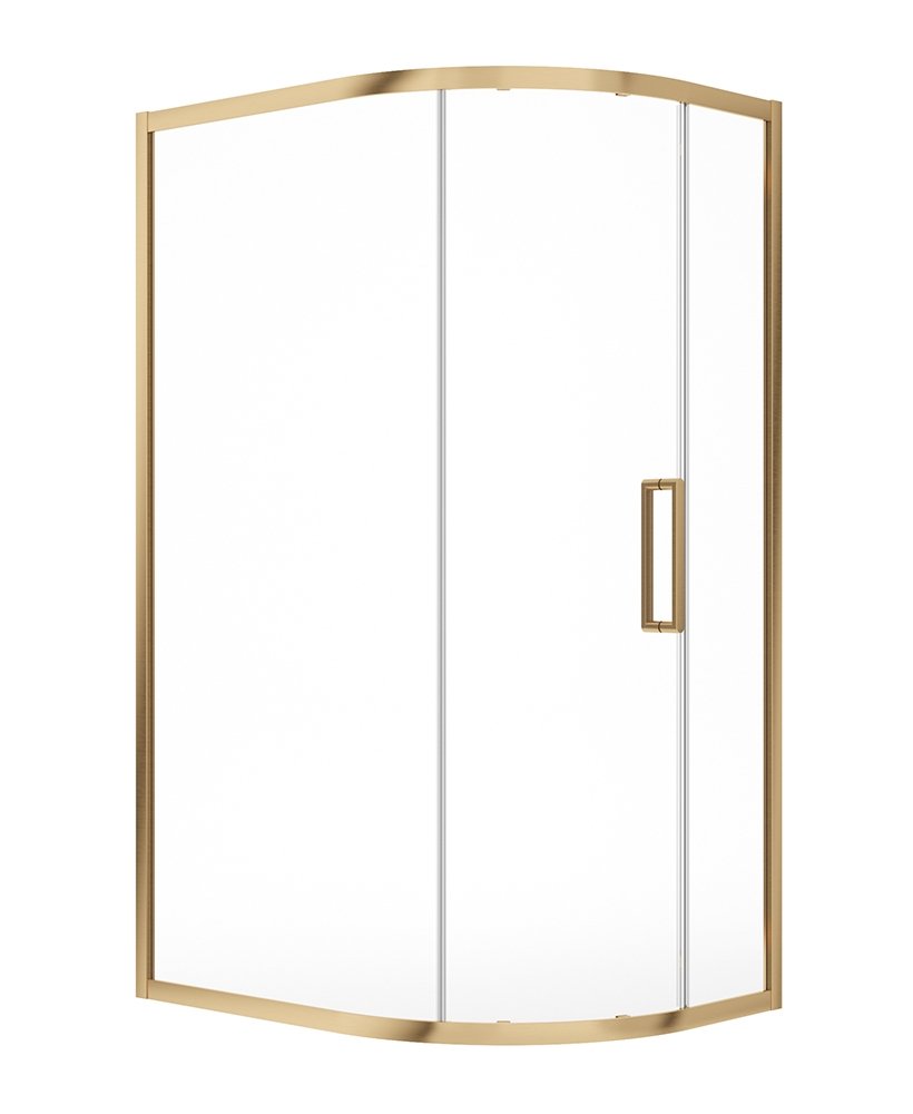 ASPECT 8MM FRAMED ONE DOOR OFFSET QUADRANT 1000X800 BRUSHED GOLD