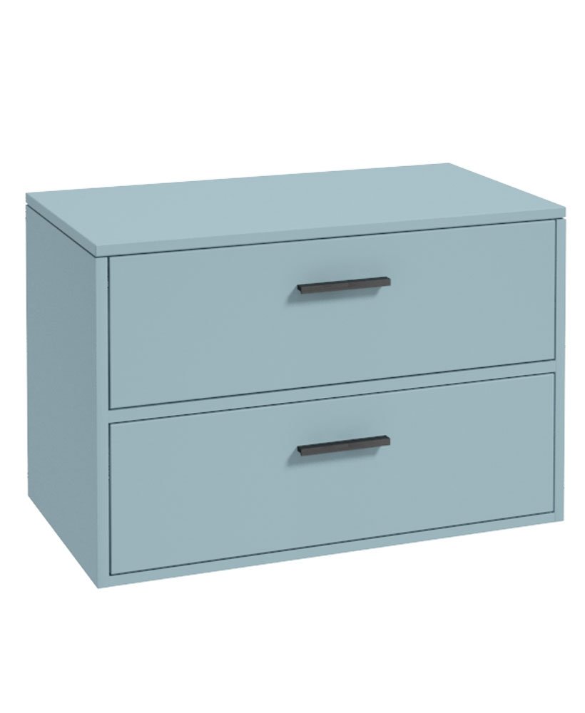 FINLAND 80cm Countetop Vanity Unit Matt Morning Sky Blue-Matt Black Handles