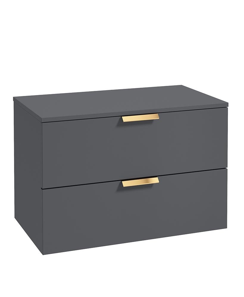 STOCKHOLM 80CM UNIT WITH COUNTER TOP GOLD HANDLE MATT MIDNIGHT GREY