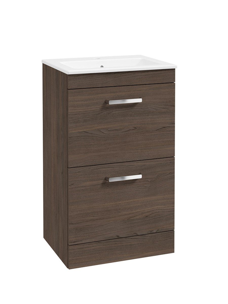 CORTA Floorstanding 50cm Two Drawer Unit Sable Ash-Chrome Handle