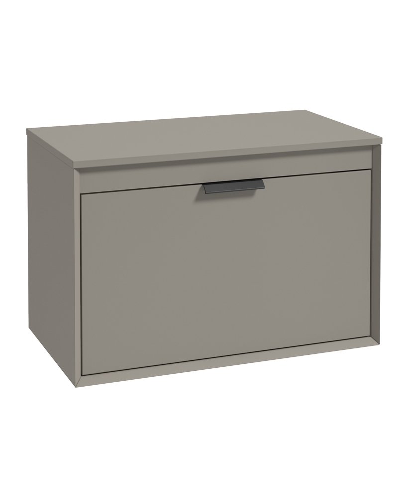FJORD 80CM UNIT WITH COUNTER TOP BLACK HANDLE MATT KHAKI