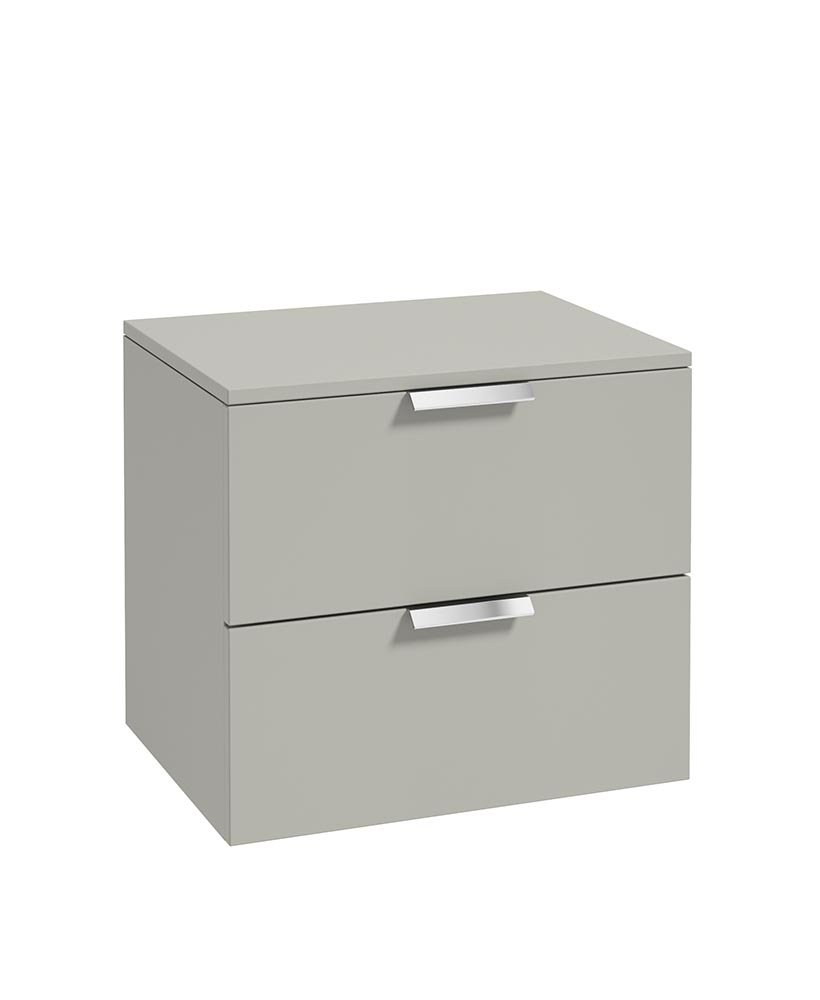 STOCKHOLM 60CM UNIT WITH COUNTER TOP CHROME HANDLE MATT ARCTIC GREY
