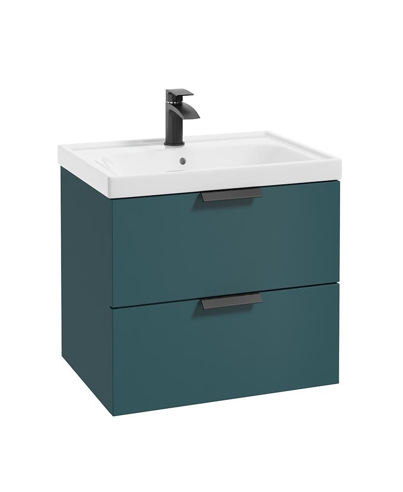 STOCKHOLM OCEAN BLUE MATT 60CM WALL HUNG VANITY UNIT - MATT BLACK HANDLE