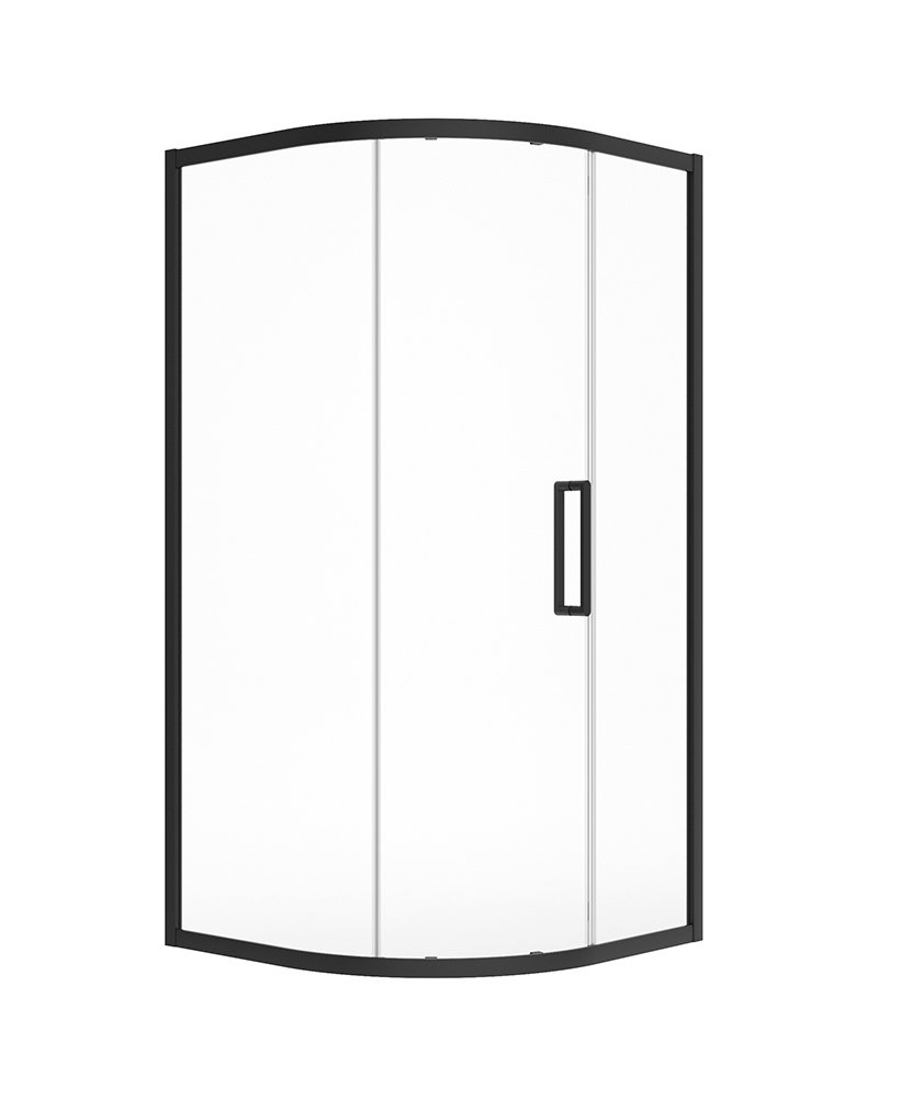 ASPECT 8MM FRAMED SINGLE DOOR QUADRANT 1000X2000 MATT BLACK