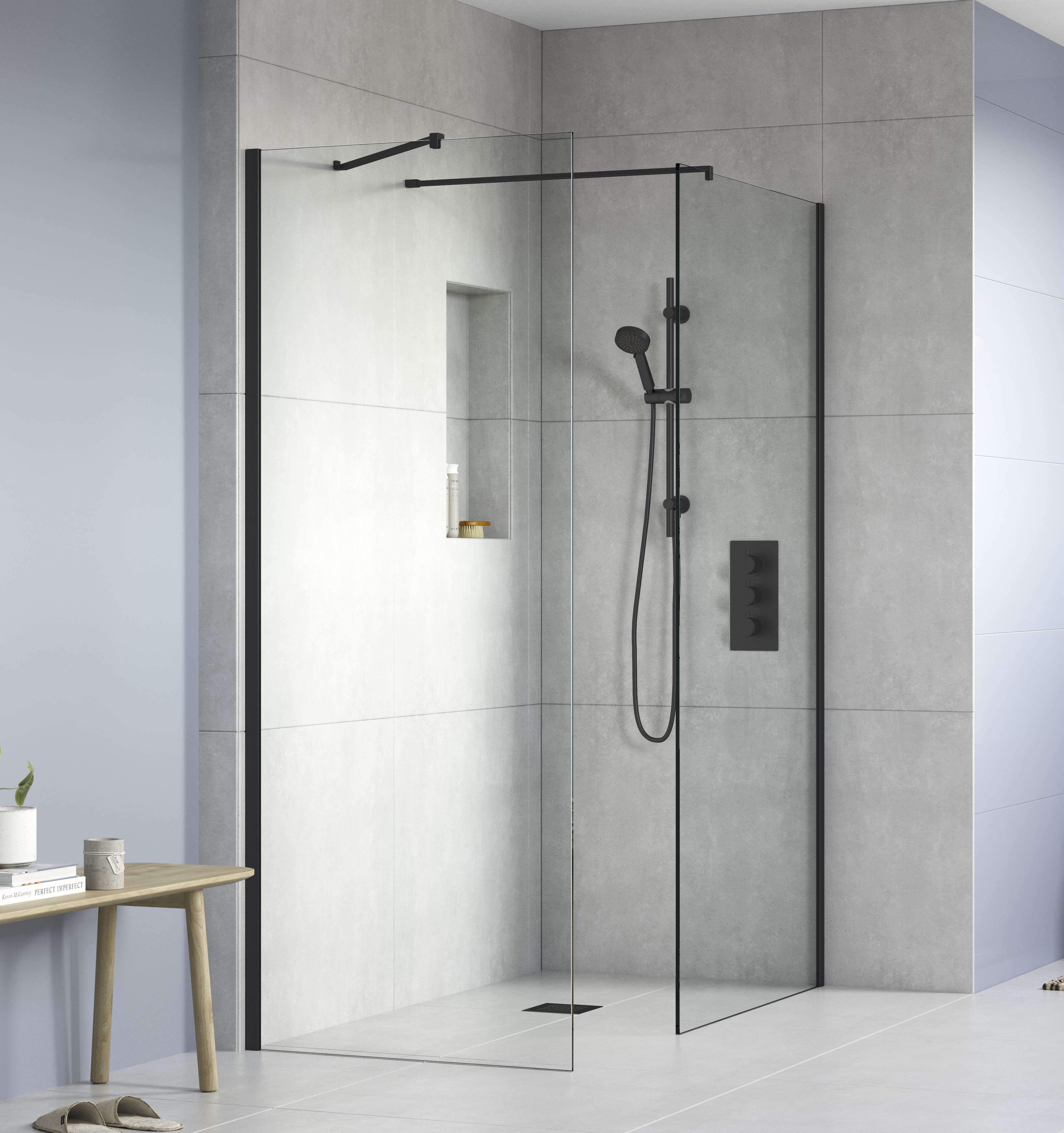 FLAIR AYO 8MM MODULAR WETROOM 1000MM BLACK COMPLETE
