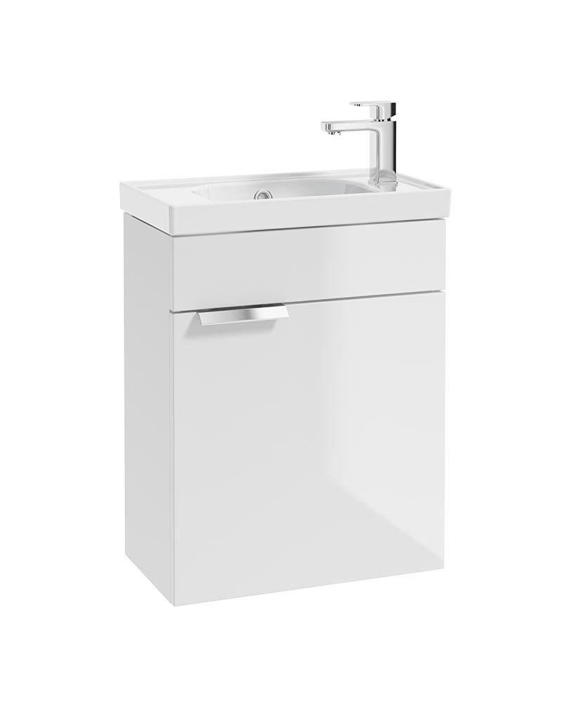 STOCKHOLM 50cm Wall Hung Cloakroom Unit Chrome Handle Gloss White