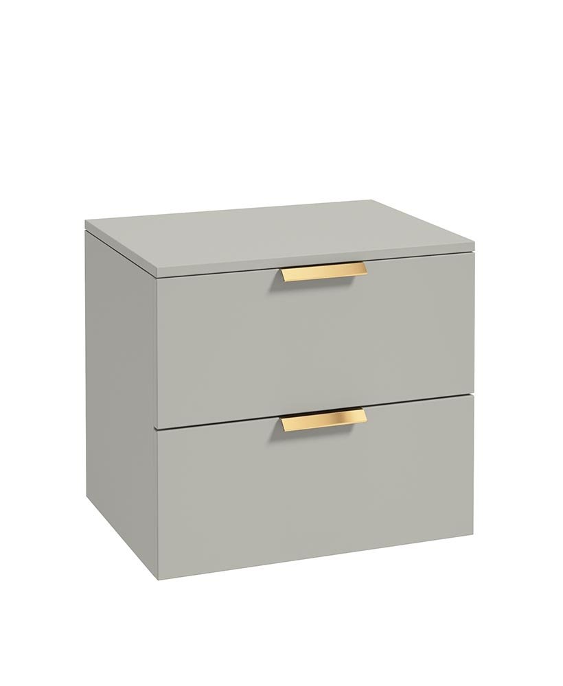 STOCKHOLM 60CM UNIT WITH COUNTER TOP GOLD HANDLE MATT ARCTIC GREY