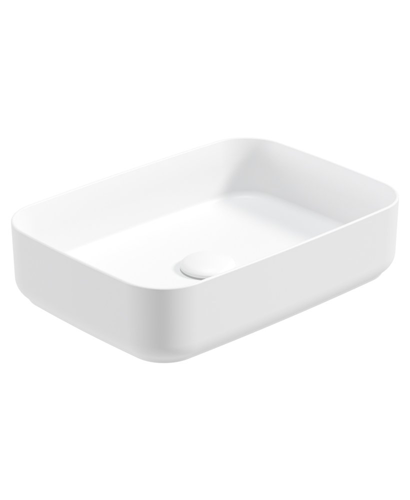 AVANTI Rectangle 50cm Vessel Basin with Ceramic Click Clack Waste - Satin White