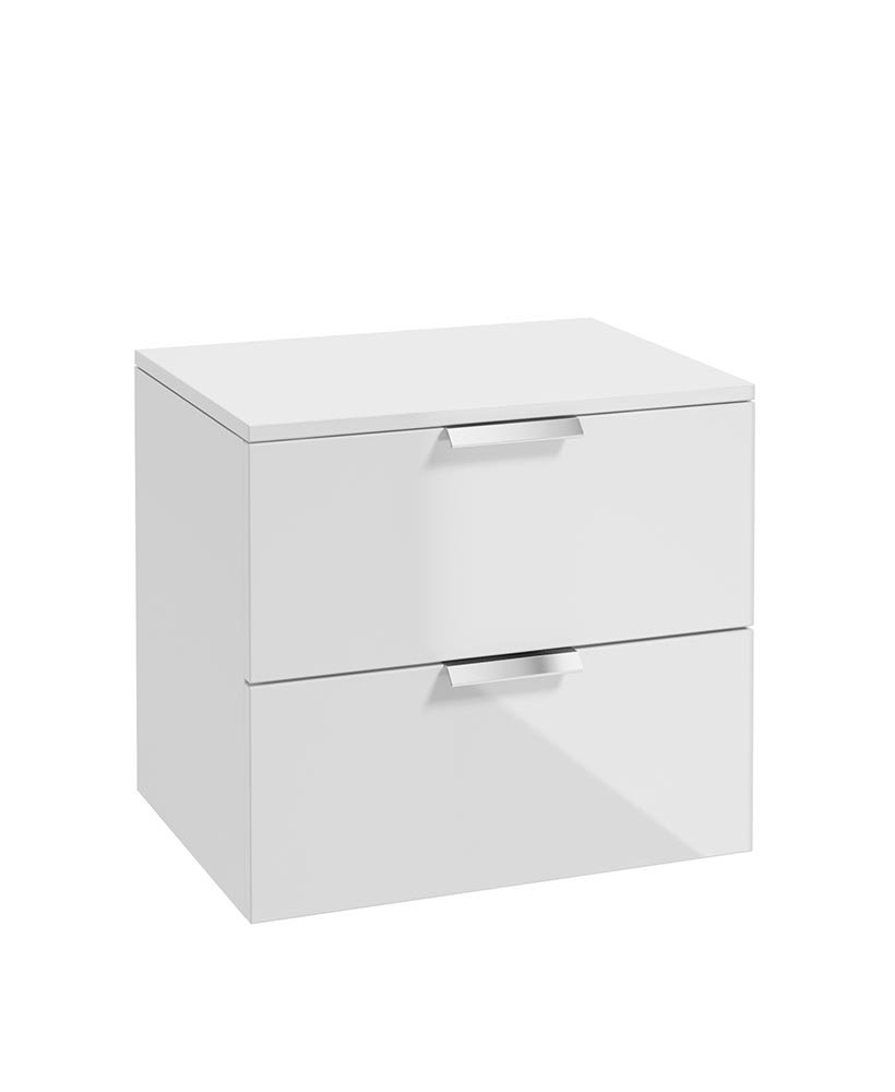STOCKHOLM 60CM UNIT WITH COUNTER TOP CHROME HANDLE GLOSS WHITE