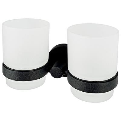 KOSMOS DOUBLE TUMBLER HOLDER MATT BLACK (HACEKA KOSMOS)