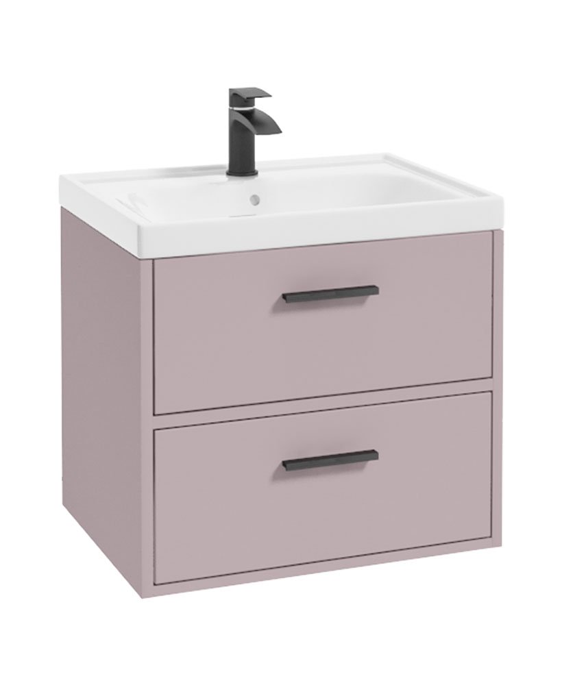 FINLAND 60cm Vanity unit Matt Cashmere Pink-Matt Black Handles