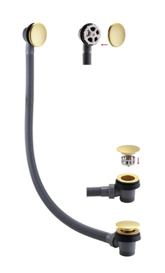 BRUSHED BRASS BATH WASTE CLICK CLACK