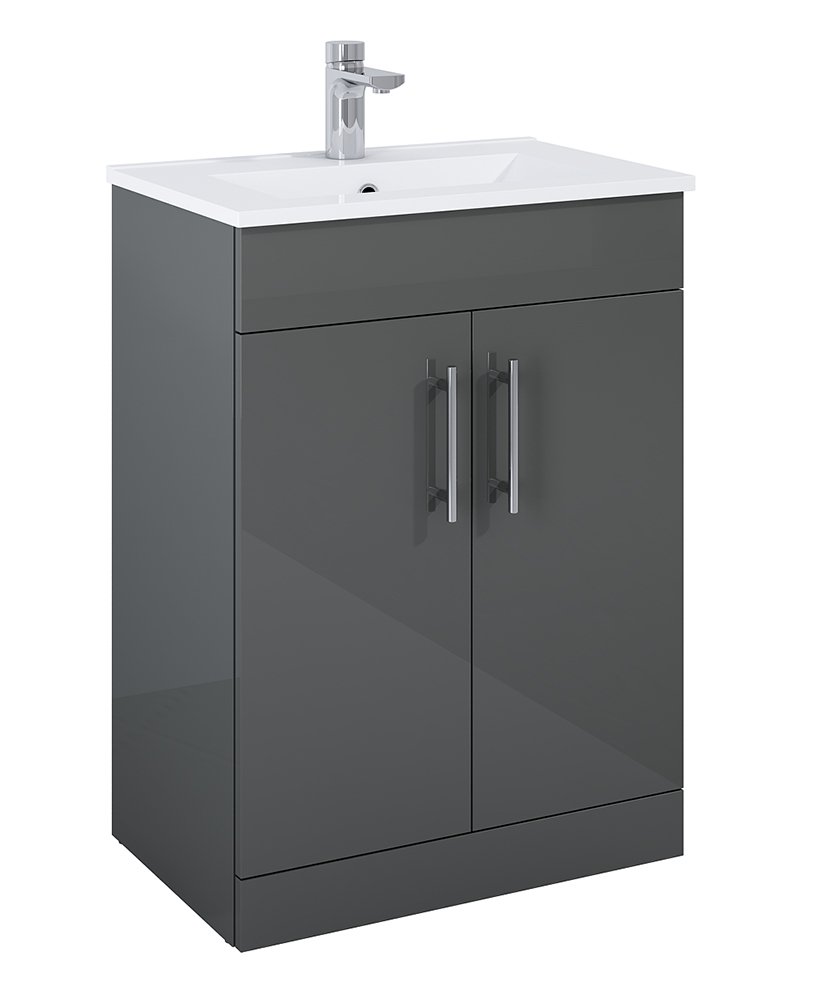 BELMONT SQUARE GLOSS GREY 60CM VANITY UNIT