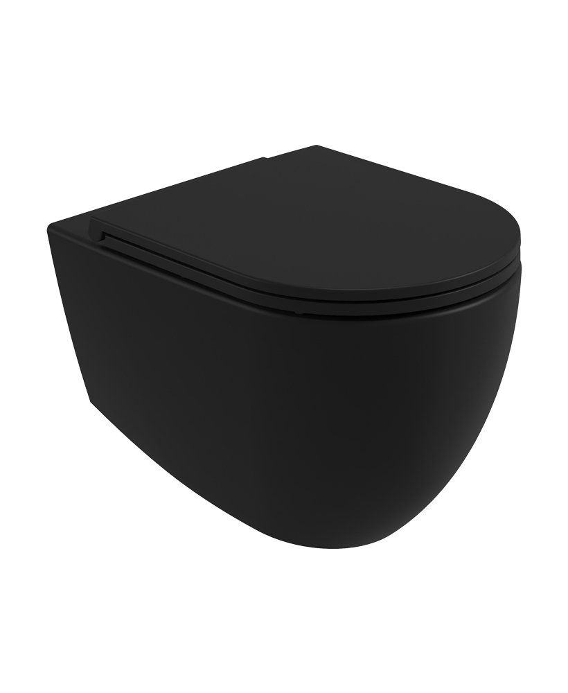 AVANTI Wall Hung Rimless WC & Seat - Carbon Black