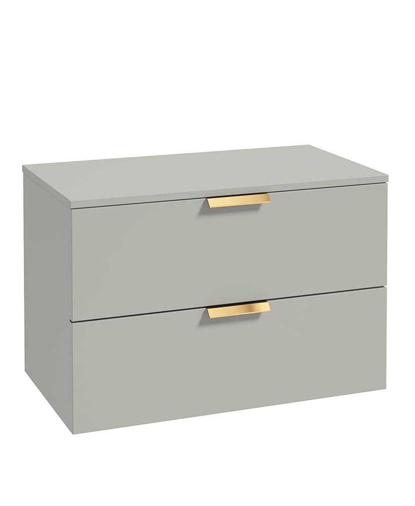 STOCKHOLM 80CM UNIT WITH COUNTER TOP GOLD HANDLE MATT ARCTIC GREY