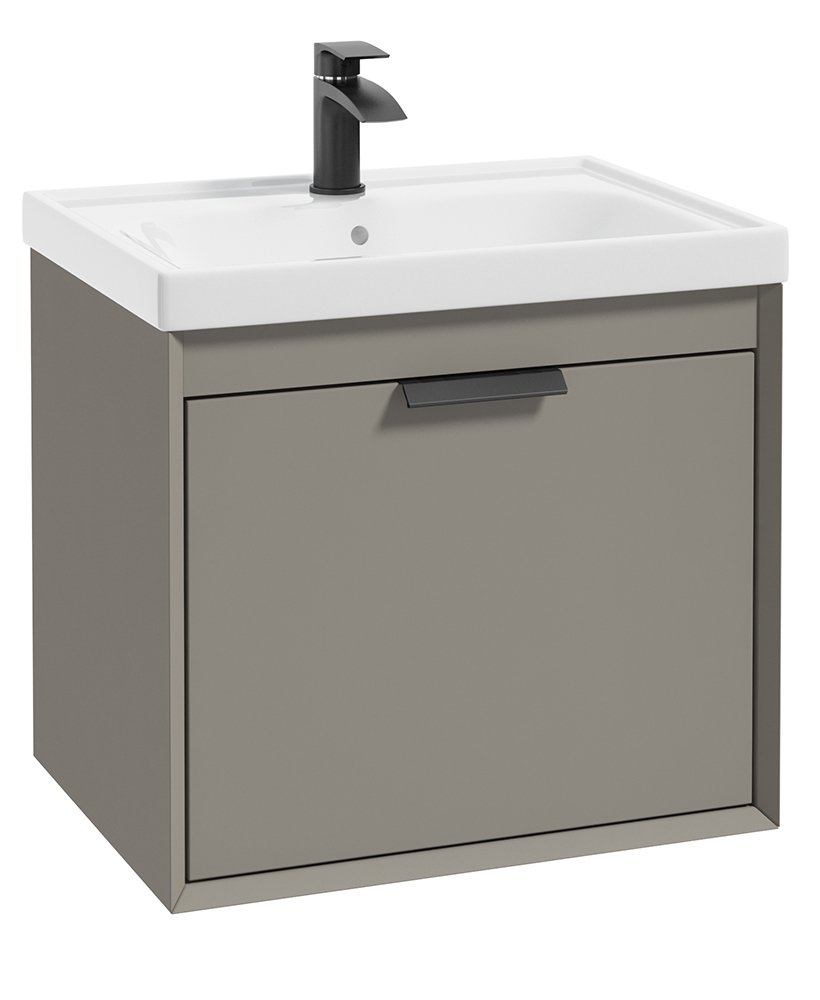 FJORD KHAKI MATT  60CM WALL HUNG VANITY UNIT-MATT BLACK HANDLE