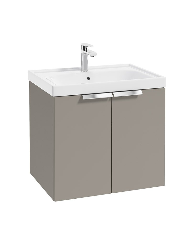 STOCKHOLM 60CM TWO DOOR WALL HUNG MATT KHAKI- CHROME HANDLES