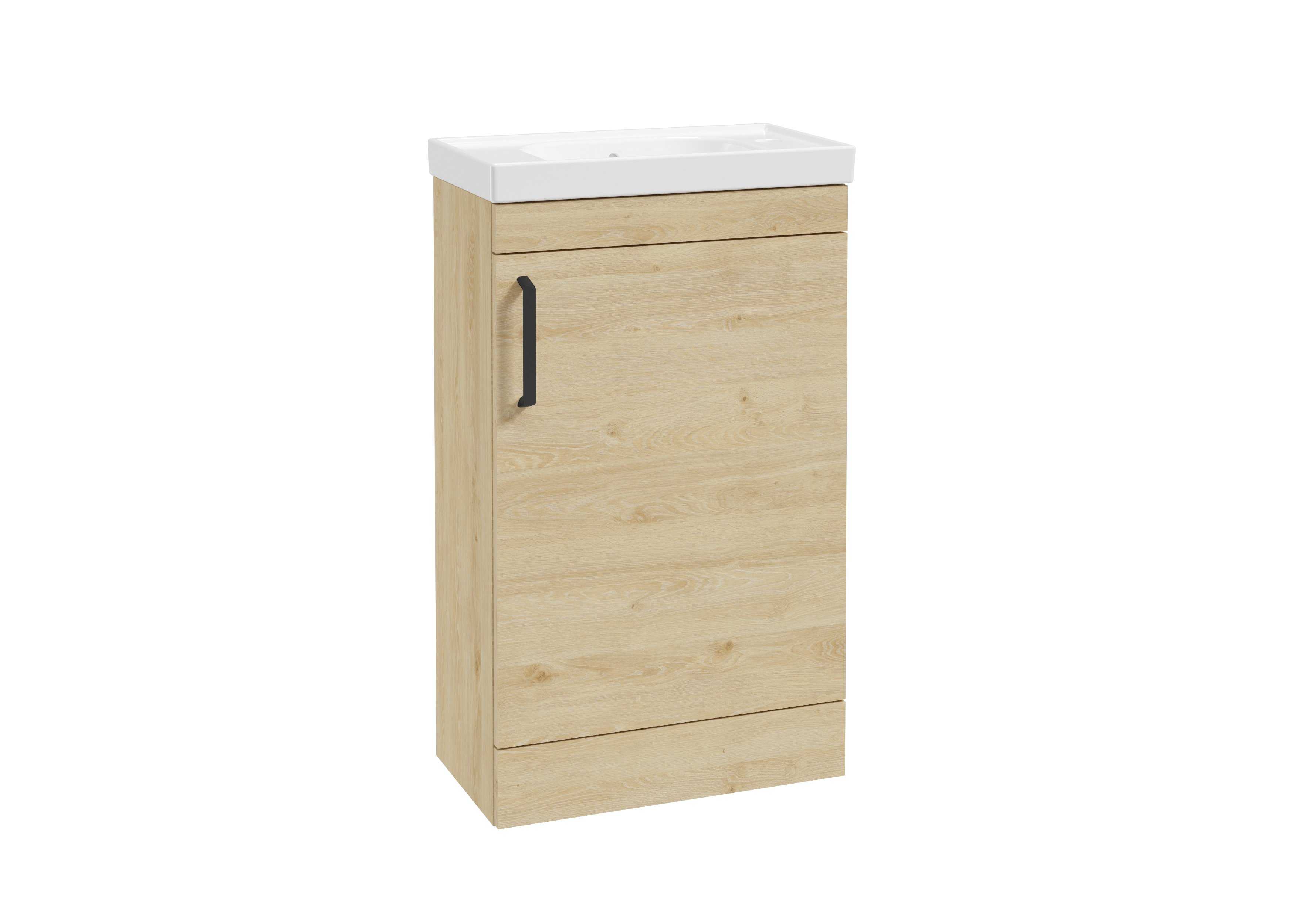 CORTA Floorstanding 50cm Single Door Compact Unit Honey Oak-Black Hand