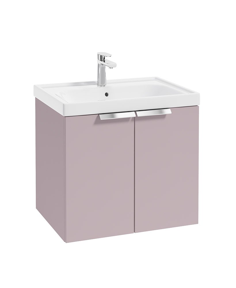 STOCKHOLM 60CM TWO DOOR WALL HUNG MATT CASHMERE PINK- CHROME HANDLES